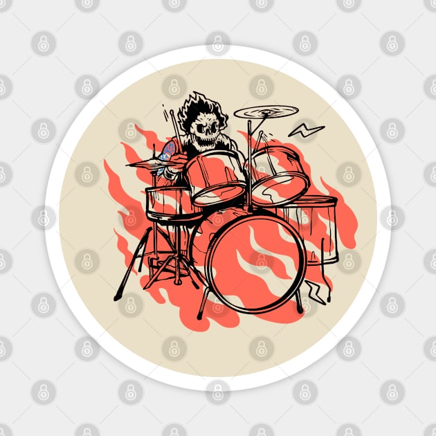 Skull Drummer Magnet by Issho Ni